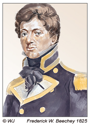 Frederick William Beechey 1825 an der Osterinsel, Landungs-Crew wird mit Steinwürfen vertrieben
