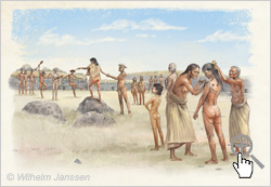 Bild 016-01: Die Tahonga-tapu-manu und Poki-Manu Kinder am Orongo