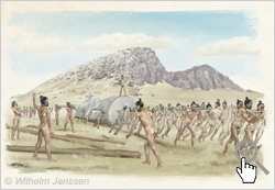Bild 141-01: Der Transport der Moai auf der Osterinsel