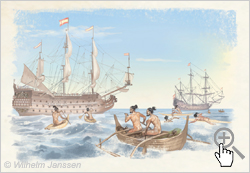 Bild 147 Studie: Die Spanier unter Felipe Gonzalez de Ahedo erreichen 1770 die Osterinsel