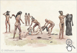 Bild 170-01 Studie: Der Missionar E. Eyraud wird 1864 bis auf die nackte Haut auf der Osterinsel ausgeraubt