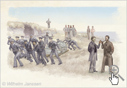 Bild 174-00 Studie: Die Topaze-Crew entfernt 1868 den Moai Hoa Hakananai’a von der Osterinsel