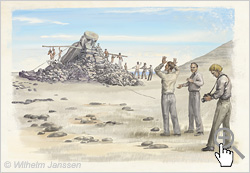 Bild 201 Studie: das Aufrichten eines Moai 1955 als Feldversuch durch Thor Heyerdahl