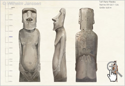 Moai-73 - Studie: Der Moai RR-001-156 mit Kanu-Petroglyphen