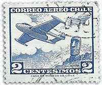 Briefmarke anlässlich des ersten Fluges zur Osterinsel