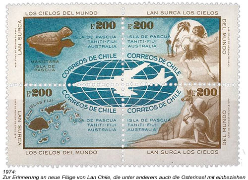Briefmarken 1974 - Erinnerung Flugroute Boeing 707 zur Osterinsel