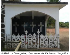 die vier Ehrengräber direkt an der heutigen Kirche