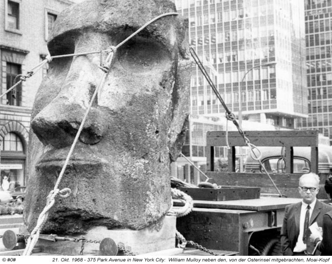 Moai-Kopf am 21. Okt. 1968 in New York City