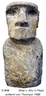 Moai von der Ahu-Anlage O'Pepe, entfernt 1886 durch die Thomson-Expedition