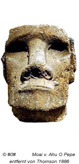 Moai Kopf von der Ahu-Anlage O'Pepe, entfernt 1886 durch die Thomson-Expedition