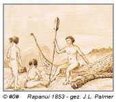 Rapanui im Jahre 1853 - gezeichnet von J. L. Palmer