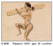 Rapanui im Jahre 1853 - gezeichnet von Marcus Lowther