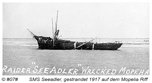 SMS Seeadler, gestrandet 1917 auf dem Mopelia Riff