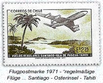 Briefmarke zur Aufnahme des regelmäßigen Flugbetriebs auf der Osterinsel