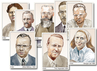 Portraits von Personen, die im 20. Jahrhundert Einfluss auf die Osterinsel genommen haben