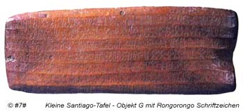 Rongorongo - kleine Santiago-Tafel mit Brandspuren