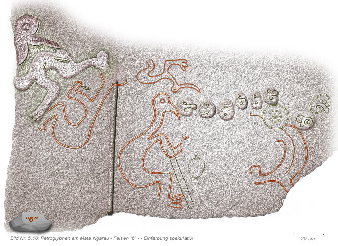 Tangata Manu Petroglyphen am Orongo - Stein 6