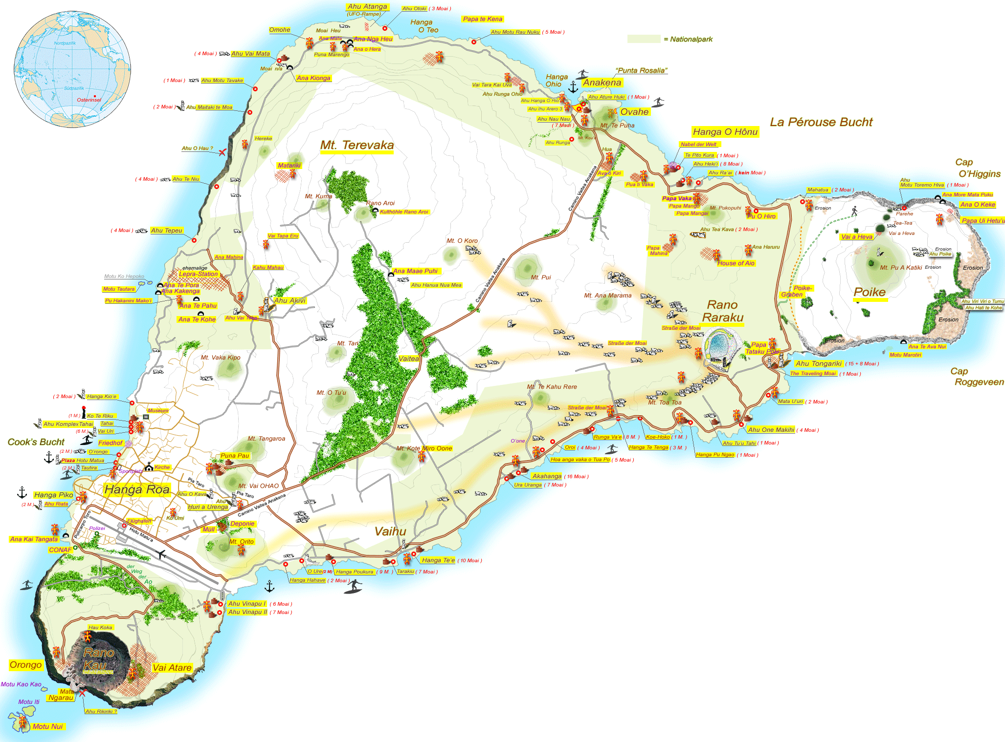 aktuelle Karte von der Osterinsel
