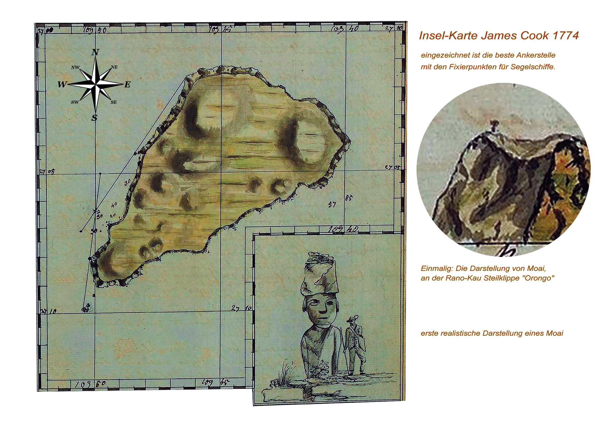 Osterinsel Karte von 1774 - James Cook