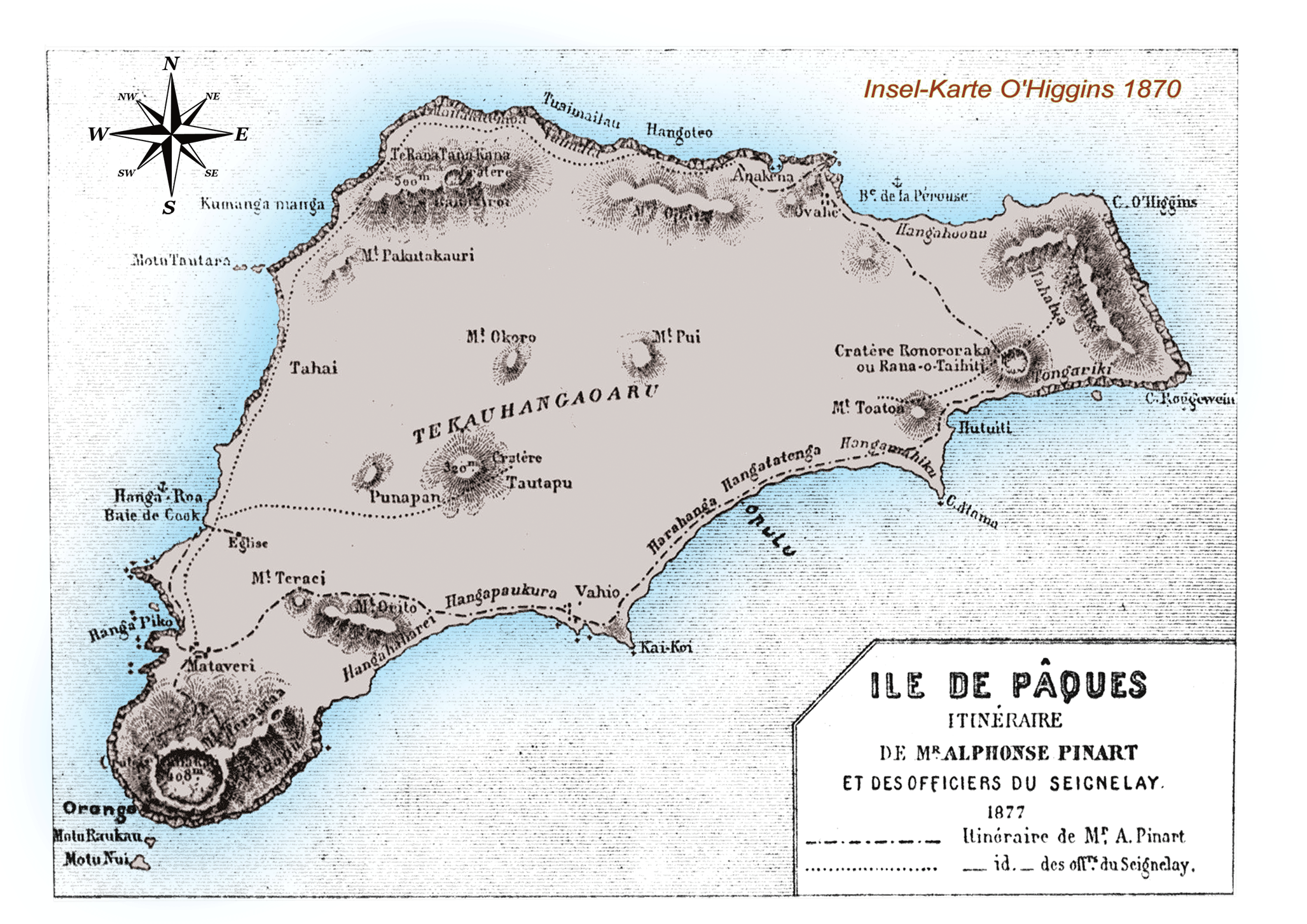 Karte von der Osterinsel aus dem Jahre 1870 von O'Higgins