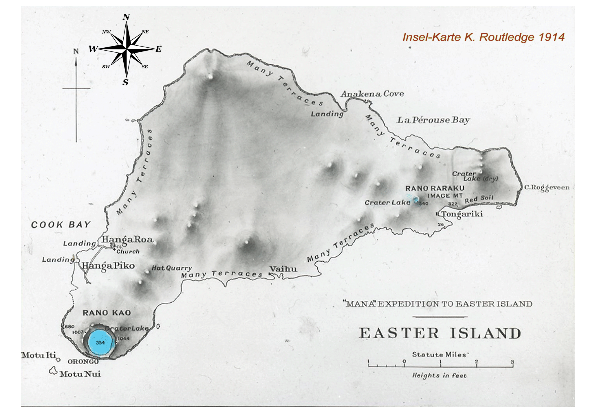 Karte von der Osterinsel aus dem Jahre 1914 von Katherine Routledge