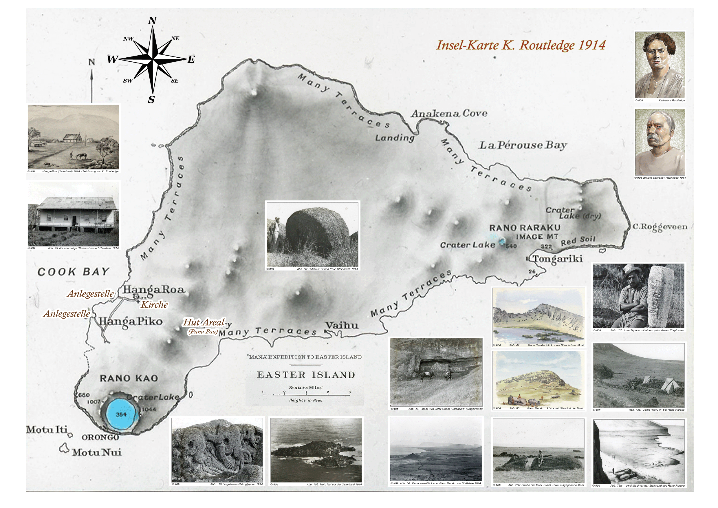 Karte von der Osterinsel aus dem Jahre 1914 von Katherine Routledge