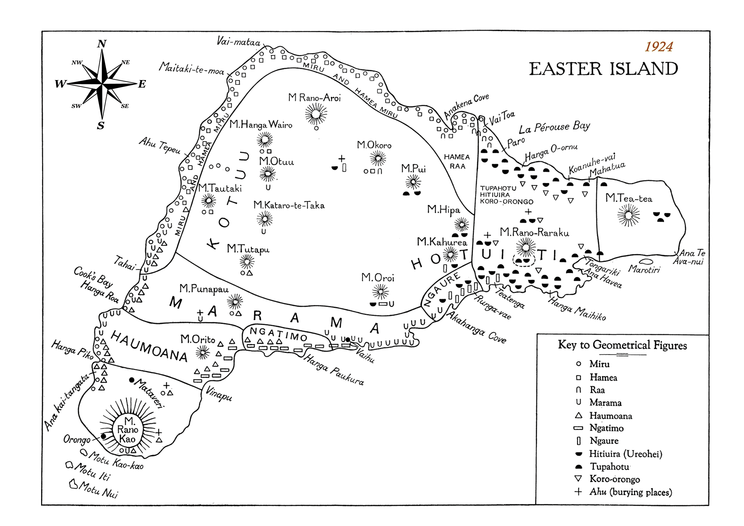 Karte von der Osterinsel aus dem Jahre 1924