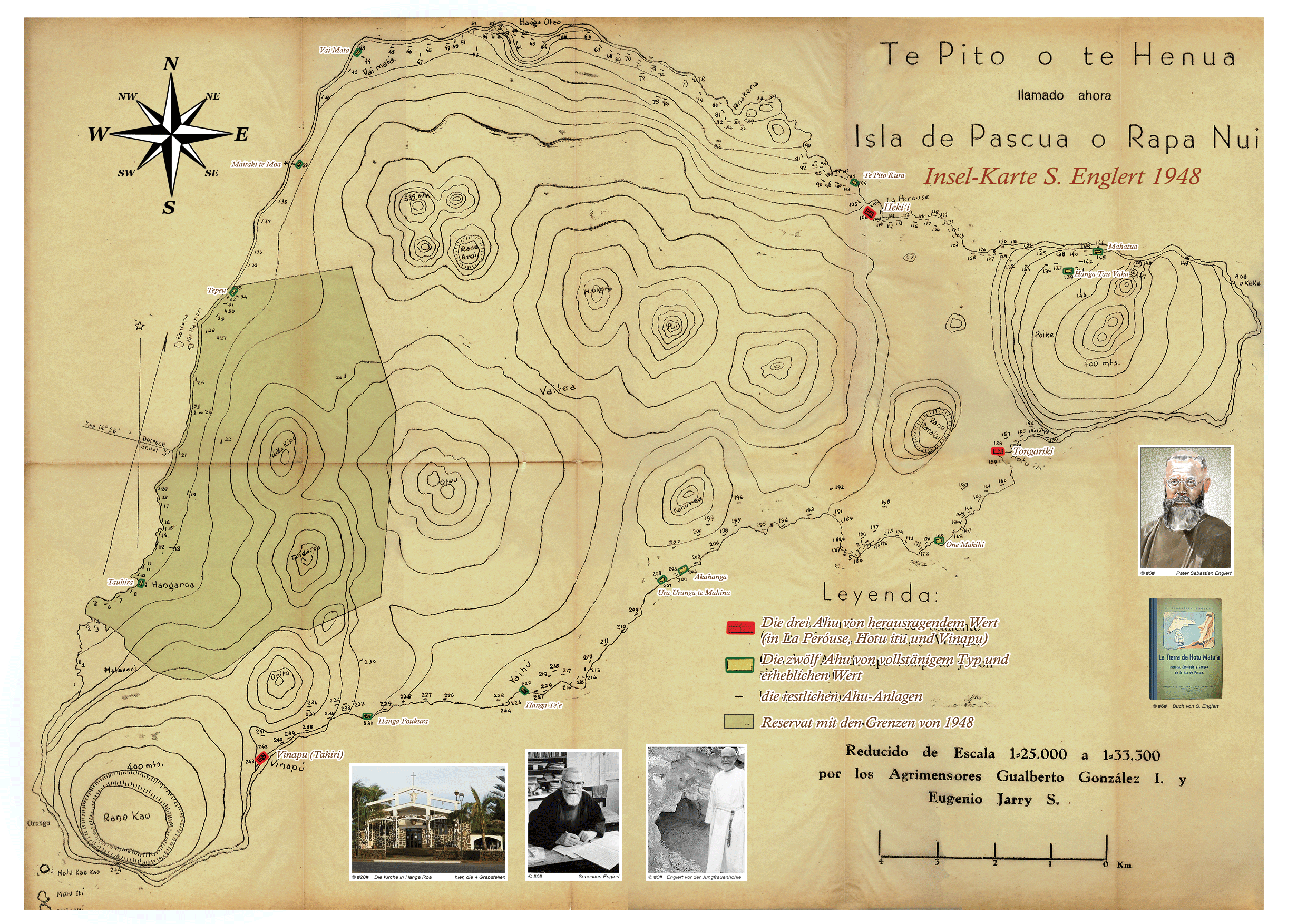 Karte von der Osterinsel aus dem Jahre 1948 von Sebastian Englert