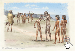 Bild 013: Die Tahonga-tapu-manu und Poki-Manu Kinder am Orongo