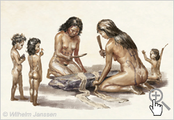 Bild 032: Rapanui-Frauen bei der Herstellung von Tapa-Stoff