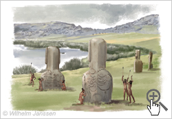 Bild 067: Krieger schänden Moai am Rano Raraku