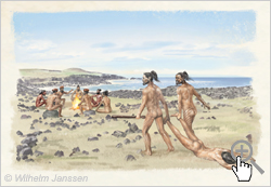 Bild 071: Krieger bei kannibalischen Handlungen auf der Osterinsel