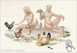 Bild 072: Rapanui und ihre Hühner und Ratten als Fleischlieferanten