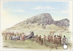 Bild 088 - Studie: Moai-Transport vom Rano Raraku