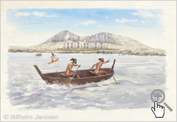 Bild 132 Studie: Die Ahu-Anlage Tongariki von der Seeseite