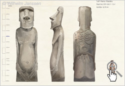 Moai-56 - Studie: Der Moai RR-001-157 mit Kanu-Petroglyphen