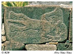 Petroglyphe in der rückwärtigen Wand der Ahu-Anlage Nau-Nau