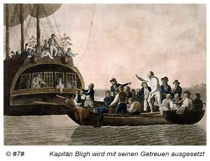 Kapitän Bligh wird von der Bounty ausgesetzt