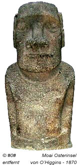 zurückgeführter Moai MN-SAN-002 im Sebastian-Englert-Museum auf der Osterinsel