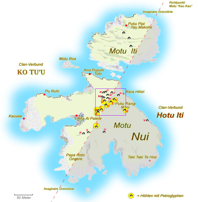 Standort-Karte Motu Nui und Motu Iti