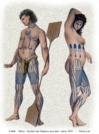 Tattoo-Studien von den Rapanui aus dem Jahre 1872 - aufgenommen von Pierre Loti