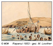 Rapanui im Jahre 1853 - gezeichnet von Marcus Lowther