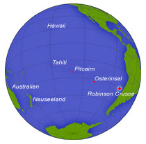 Karte Robinson-Insel und die Lage der Osterinsel