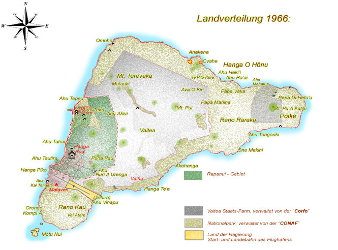 Karte Osterinsel - Landverteilung 1966